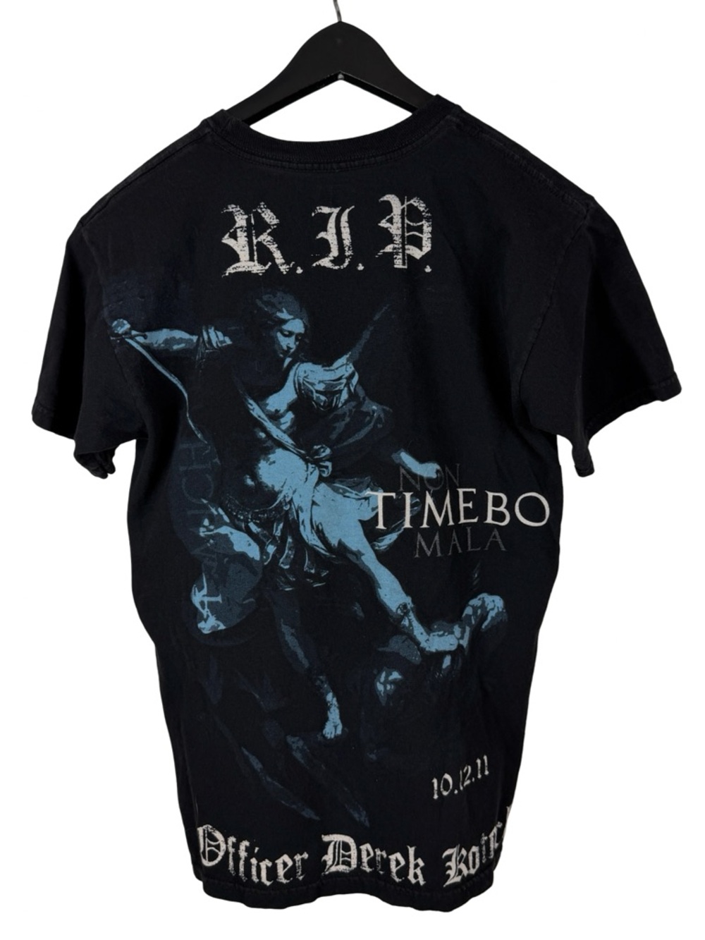 Mens Y2K Ranger Up RIP Officer Derek Angel Grunge Style Black Shirt Size S